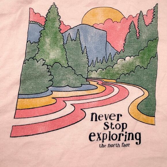 The North Face Girls Never Stop Exploring Pink Crop Tee - Picture 2 of 4
